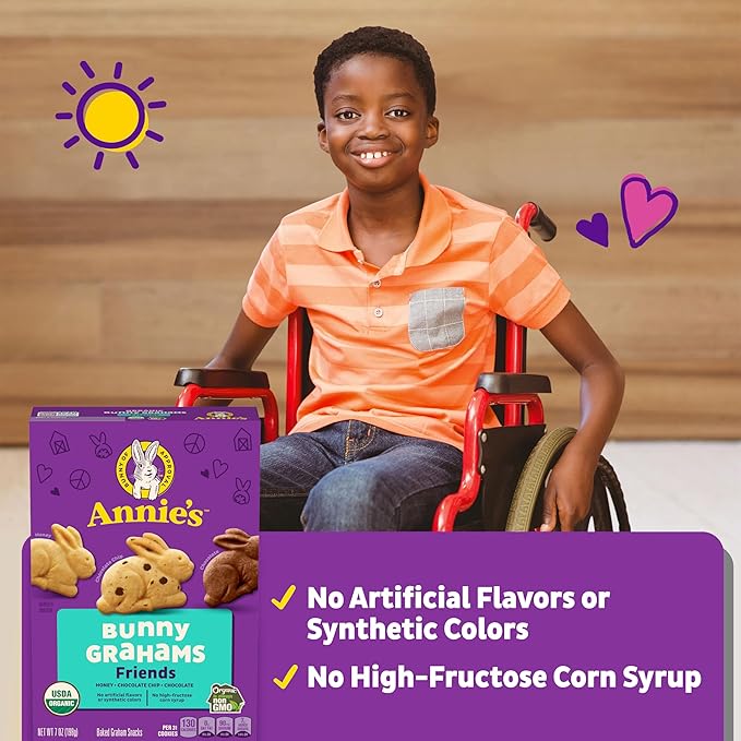 Annie's Friends Organic Bunny Graham Snacks, Chocolate Chip, Chocolate, and Honey, 7 oz