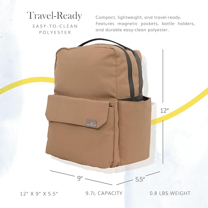 RED ROVR Mini Roo Lightweight Backpack | 6 pockets for everyday essentials (Toffee)
