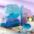 Sratte Number 1 2 3 4 5 6 7 8 9 Piñata with Stick Blindfold Confetti, Gradient Blue Piñata for Kids Boys Girls Birthday Party Anniversary Decorations Supplies(Number 2)