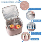 Breast Milk Cooler Bag with Ice Pack Fits 6 Baby Bottles Up to 9 Ounce, Baby Bottle Bag with Shoulder Strap for Nursing Mom Daycare, Pink