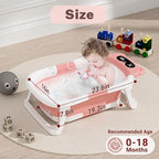 AVIDOR Baby Bathtub,Collapsible Bathtub for Newborn to Toddler,Durable Essential Infant Bath Tub,Portable Travel Baby Tub with Soft Cushion,No-Slip Hanging and Detachable(Pink)