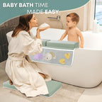 Comfortable Baby Bath Kneeler & Elbow Rest Pad Set – Extra Thick Foam Cushion with Toy Organizer – Non-Slip, Quick Dry Support for Infant & Toddler Bath Time