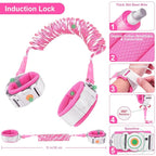 Accmor Anti Lost Wrist Link with Induction Lock, Upgraded Toddler Leash, Reflective Kids Wrist Leash for Baby, Child Walking Wristband Leashes with Magnetic Unlock Design for Girls, Rose (6.5ft)