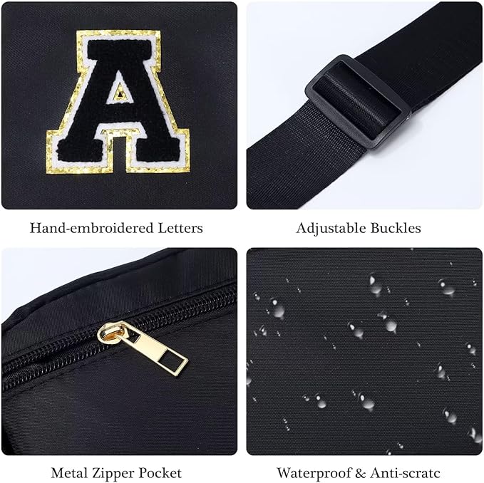 YOOLIFE Graduation Gifts for Him Men - Dad Gifts for Fathers, Personalized Gifts Birthday Gifts for Men, Fathers Gifts for Dad Him, Black Initial Crossbody Bag Belt Bag L, Small