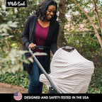 Milk Snob Original 5-in-1 Cover - Added Privacy for Breastfeeding, Baby Car Seat, Carrier, Stroller, High Chair, Shopping Cart, Lounger Canopy - Newborn Essentials, Nursing Top, Heather Gray Stripe