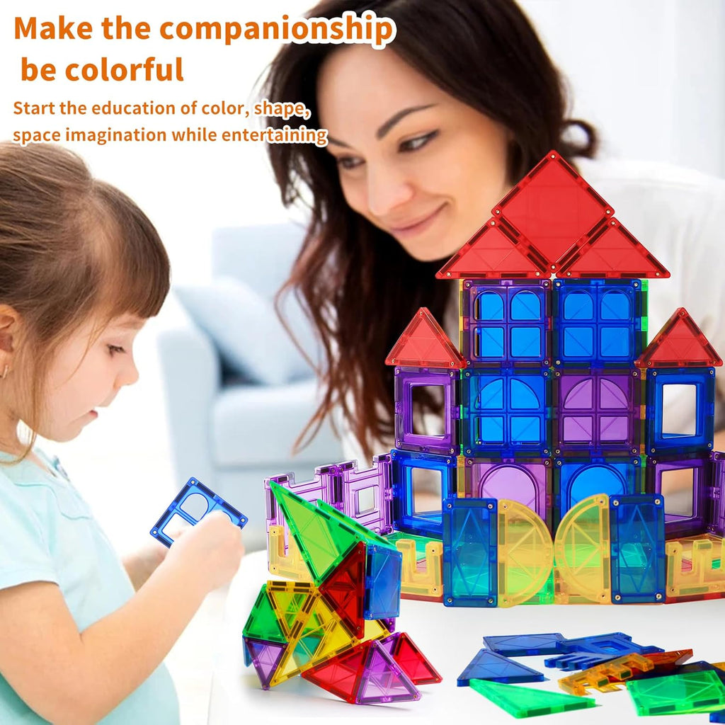 MAGBLOCK Magnetic Tiles for Kids, 66PCS Magnet Tiles Building Blocks Construction Toys Incorporating Magnets for Toddlers, Magnetic Blocks Learning Toys Gift for 3+ Year Old Boys and Girls
