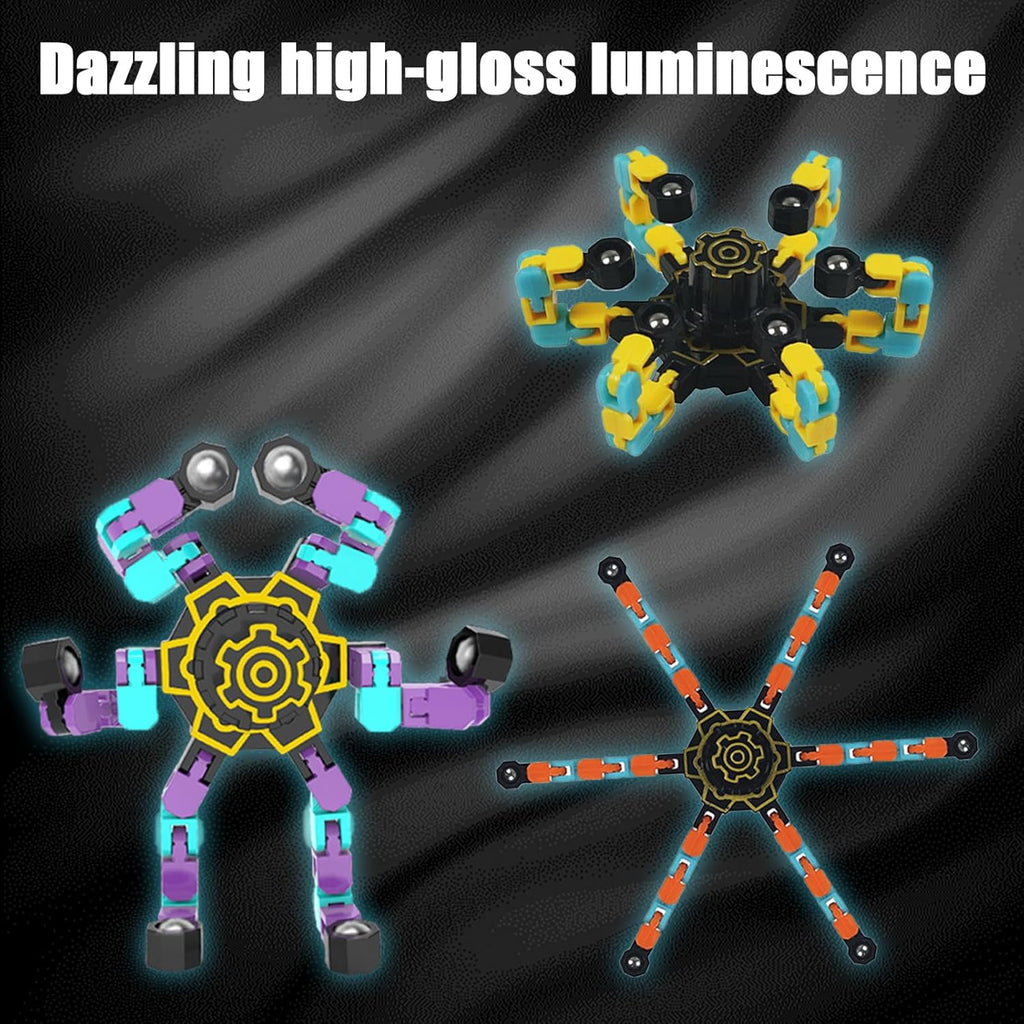 8 PCS Noctilucent Transformable High Speed Rotation Fidget Spinners Toys for Kids and Adults Stress Relief Fingertip Toys for Boys and Girls Fingertip Gyros for ADHD Autism for Kids