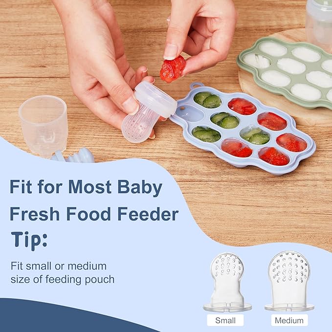 Silicone Nibble Freezer Tray (3 Pack), Kingkam Baby Breastmilk Popsicle Molds, Baby Fruit Feeder Teether Tray, Breast Milk Teether Pop Maker for Homemade Baby Food