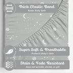 Crib Sheets Neutral - Fitted Baby Crib Sheets Bed for Girl Boy - 2 Pack Standard & Toddler Mattress (Galaxy, Moon, and Stars) - Buttery Soft Organic Cotton Blend