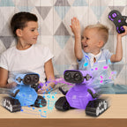 Rechargeable Emo Robot with Auto-Demonstration - Remote Control Smart Robot Toy Gift for Kids Age 3+ - Purple