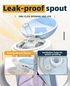 Bunnytoo Baby Sippy Cup with Weighted Straw for Infants 6-12 Months, 8oz Toddler Drinking with Handles, BPA-Free, Transition Trainer for 1+ Year Old (Purple)