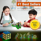 TOSY Magnet Cube 3x3 - 240 Magnets, 30 Blocks, 7 in 1: Puzzle Cube Game, Creative Building Blocks, Transformable Fidget Spinner, Infinity Cube, Magnet Tiles, UV Flashlight, Glowing STEM Toy, 2-Pack