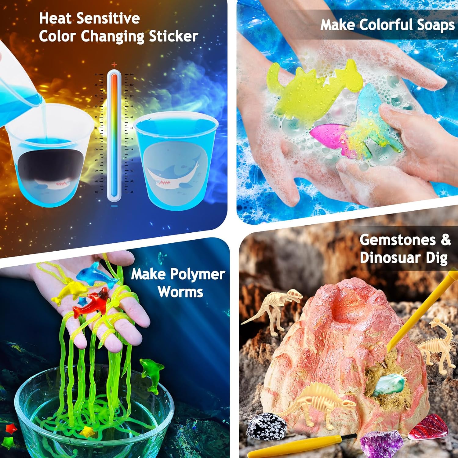 260 Experiments Science Kits for Kids, S.T.E.M Kit Magic Chemistry Physics Set, Boys Girls Toys Gifts Ideas Birthday Christmas, Volcano, Gemstone, Earth, Science Projects