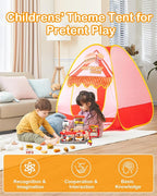 Kids Play Tent, Pop Up Play Tent Burger Theme with Complete Toy Set, Play Toys Play Set for Kids Indoor Outdoor Pretend Play