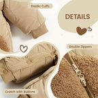 JiAmy Baby Snowsuit Newborn Winter Clothes Coat Romper Windproof Fleece Hat Zipper Baby Bear Outfit