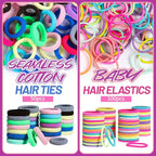Teenitor Elastic Hair Ties, Hair Accessories for Girls, Colorful Baby Elastic Hair Bands Set Rubber Bands for Hair with Hair Clips