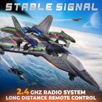 BEZGAR Drones for Kids | 2.4GHZ RC Plane, Remote Control Airplane, RC Helicopter, 360° Flip Fighter Jet Toy, Toys for Ages 8+ with Colorful LED Navigation Lights Green