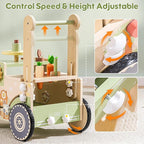 ROBUD Wooden Baby Walker, Baby Push Walker for 10+ Months, Montessori Push Toy, Adjustable Speed & Height Learning Toy with Activity Panel (Rustic Farm Adventure Theme)