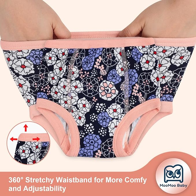 MooMoo Baby 8 Packs Potty Training Pants Cotton Absorbent Training Underwear for Toddler Boy and Girls 2T-9T