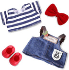 Clothes for 6.7in/17cm Doll, Set of 4 Cute Doll Accessories Includes Doll Hat+T-Shirt+Bib Pants+Shoes Set Premium Fashion Outfit for Collectors Unique Gift (Style A)