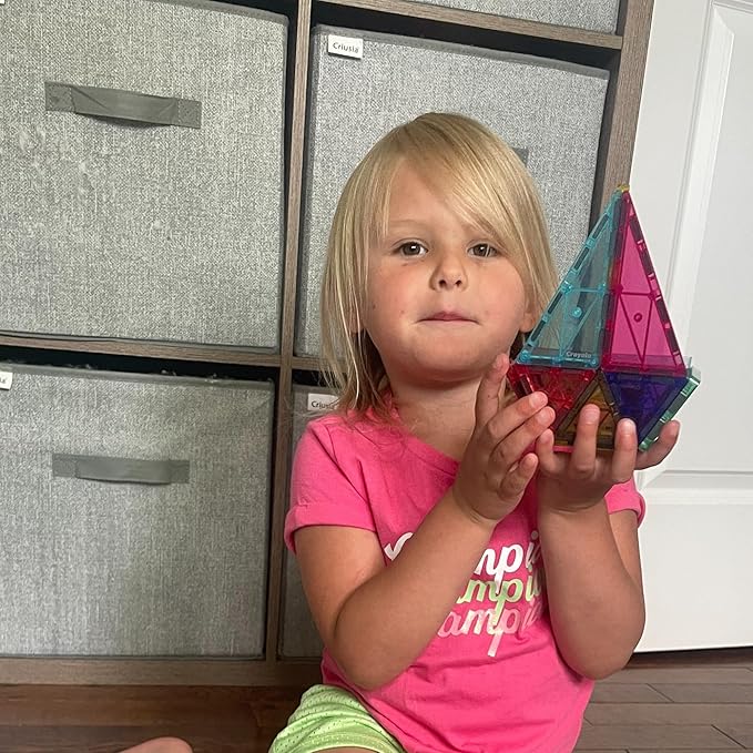 CreateOn Crayola Limited Edition Retro PIP Magnetic Tiles Set, Building Set for Kids, STEM Toys for Boys and Girls Ages 3 and Up, 14-Piece Set