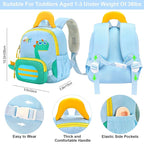 Accmor Toddler Leash Backpack with Anti Lost Wrist Link, Cute Dinosaur Bag Children Safety Walking Harness with Removable Little Pouch, Kids Travel Essential Mini Back Pack with Tether for Baby Boys