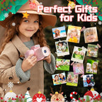 Temodu Kids Camera, Best Birthday Festival Toys Gifts for Girls Boys Age 3 4 5 6 7 8 9 10 11 12 Year Old, Digital Camera for Kids with Video, Toy Camera Toddler Camera for Girls with 32GB Card - Pink