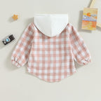 Douhoow Toddler Baby Plaid Jacket Baby Boy GIrl Flannel Hoodies Zip Up Hooded Fall Winter Outerwear Coat