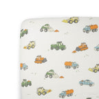 Little Unicorn Premium Crib Sheet | Breathable & Super-Soft Muslin Fabric (Work Trucks)