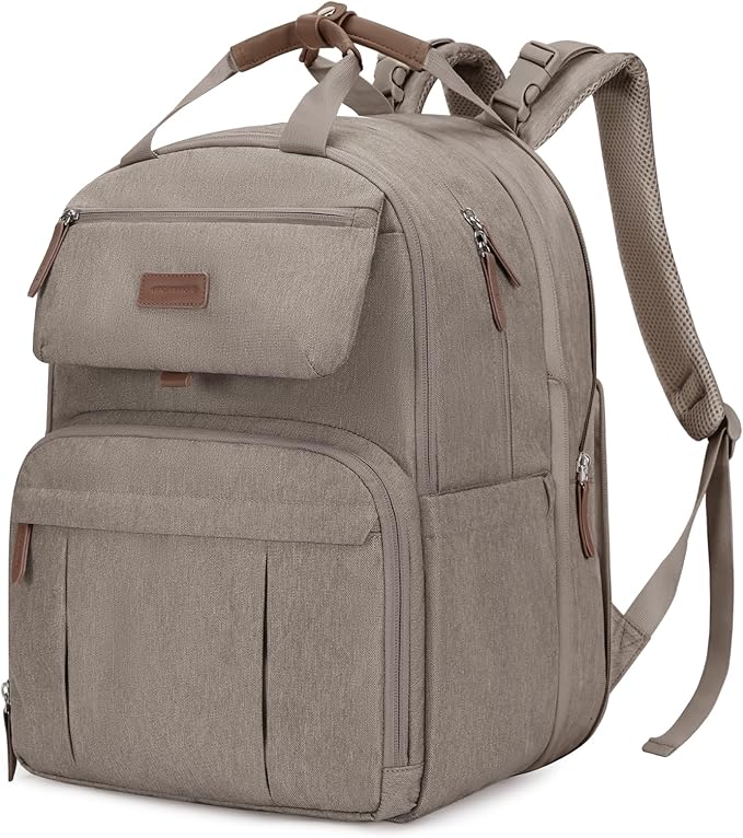 mommore Diaper Bag Backpack, Large Diaper Bag Expandable for 2 Kids/Twins, Durable Baby Bag with Changing Pad, Water Resistant Travel Diaper Backpack for Mom Dad