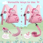 Dr.meter 3 in 1 Toddler Harness Leash + 8.2ft Anti Lost Wrist Link, Cute Dinosaur Kids Anti Lost Leash with Key Lock, Child Walking Harness for Parent Boys Girls Keep Kids Close, Travel Essensials