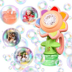 Sunflower Bubble Machine for Kids Automatic Flower Bubble Toy with Colorful Lighting for Toddlers Handheld 20000+Bubbles 3 Modes Fun Swing Dance Bubble Maker Blower Blaster Outdoor Toys Type-C Pink