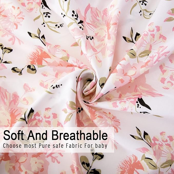 Bimocosy Crib Sheets 4pk, Size 28"x 52" for Standard Crib and Toddler Mattresses, Breathable Microfiber Crib Mattress Sheet, Floral/Ele/Pink/Green