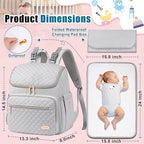 Weitars Diaper Bag Backpack Large Baby Diaper Bag with Changing Pad Travel Diaper Backpack,Baby Bag for Boys Girls,Stroller Straps,5 Insulated Pockets (Gray)