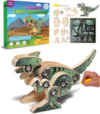 Little Jupiter DIY Wooden Kit with Stickers - Dinosaur Toys for Kids for 7-12 Yrs - Dinosaur Toy Woodworking Kits - Wood Crafts - Kids Building Kit - Wooden Crafts (T-Rex)