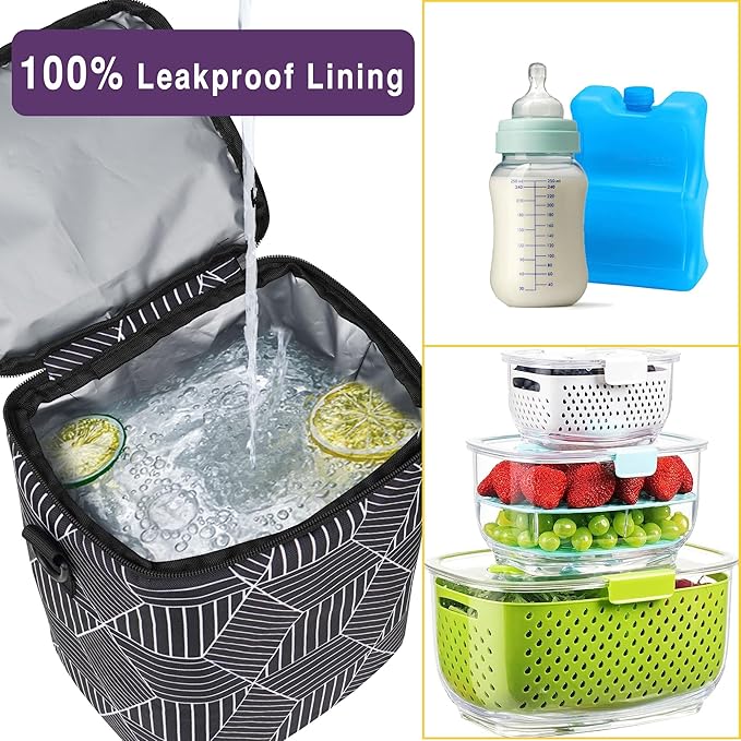 Breastmilk Cooler Bag with Ice Pack Fits 4 Baby Bottles Up to 9 Ounce Insulated Baby Bottle Bag Breast Milk Cooler on The Go with Strap Baby Bottle Cooler Bag for Nursing Mom Daycare or Travel