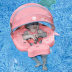 Non-Inflatable Mambobaby Float with Canopy, UV-Protective Baby Swimming Float with Safety Buckle, Anti-Flip Tail Swim Trainer Infant Pool Floats (Q04NPink-Q04NPCTRURBKMH01Q04)