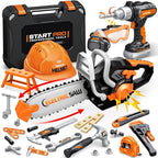 Kids Tool Set Toys, 48 Pcs Toddler Tool Set with Portable Tool Box, Electronic Toy Drill & Electric Chainsaw, Construction Tools Gifts for Boys Aged 3 4 5 6 7, Christmas Birthday Gifts for Toddlers