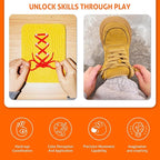 Sensory Activity Board: Silicone Fidget Toy | Shoe Tying Practice & Travel Strap | Silence Stress Relief for ADHD & Autism | Anxiety Calming | Kids 3+ & Adults | Gift-Ready Packaging Bright Yellow