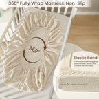 david's kids Muslin Mini Crib Sheets, 2 Pack Cotton Pack N Play Sheets for Boys Girls Neutral, Soft Breathable Baby Sheets Fit Pack N Play, Playard and Mini Crib Mattresses, Oat Milk & Sage Green