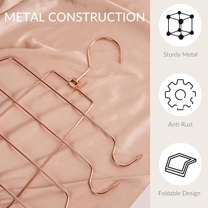 ZEDODIER 4 Pack Tank Top Hanger Space Saving, Bra Hangers for Closet Organizer, Hanging Bra Organizer Tank Tops Holder with 32 Hooks, Closet Organizers and Storage Small Space Solutions, Rose Gold
