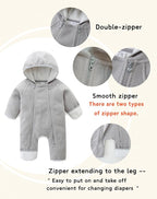 Newborn Baby Fleece Jumpsuit Girls Boys Winter Hooded Coverall Romper Cute Baby Snowsuit Clothes
