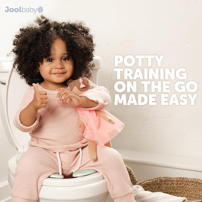 Jool Baby Folding Travel Potty Training Seat for Toddlers, Fits Round & Oval Toilets, Non-Slip Suction Cups, Includes Free Travel Bag (Sage)