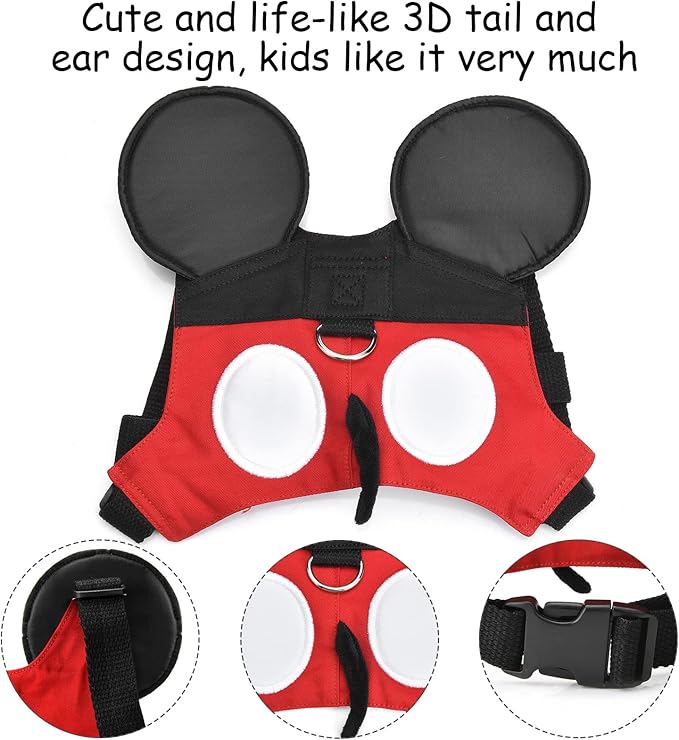 Toddler Leash & Harness, Child Anti Lost Leash Baby Cute Safety Harness Belt Strap Hold Kids Close While Walking For Boys and Girls(Red)