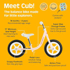Retrospec Cub Toddler 12" Balance Bike, 18 Months - 3 Years Old, No Pedal Beginner Kids Bicycle for Girls & Boys, Flat-Free Tires, Adjustable Seat, & Durable Frame
