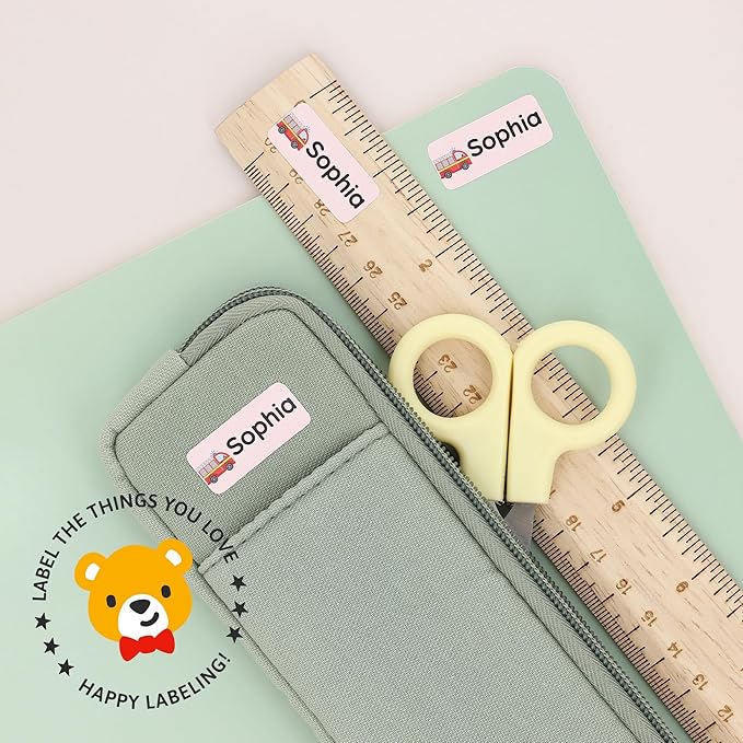 Personalized Name Labels for Kids (180) – Custom Waterproof & Durable Stickers for Clothing, Daycare, Office & School Supplies - Motor