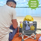 Bright Starts Pop 'N Sit Portable Booster, Indoor/Outdoor Use, Floor Seat with Feeding Tray, Grey, 6 Mos - 3 Yrs