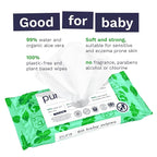 Pura Natural Sensitive Baby Wipes, 99% Water, Unscented & Hypoallergenic, Suitable for Sensitive & Eczema-prone Skin, Fragrance Free & Hypoallergenic, EWG Verified, 3 x 60 per pack (180 Wipes)