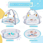 Baby Play Mat, 4-in-1 Baby Play Gym Tummy Time Mat with Ball Pit and 5 Detachable Toys for Newborn to Develop Sensory Exploration and Motor Skill 0-6-12 Months