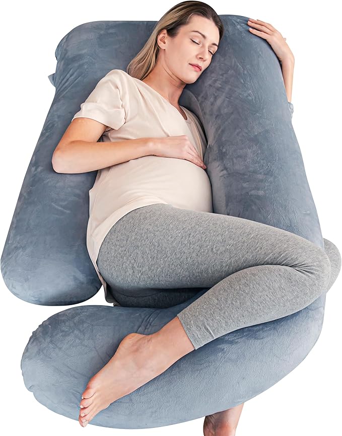 Cute Castle Pregnancy Pillows, Soft U-Shape Maternity Pillow with Removable Cover - Full Body Pillows for Adults Sleeping - Pregnancy Must Haves - Jumbo 57 Inch - Grey